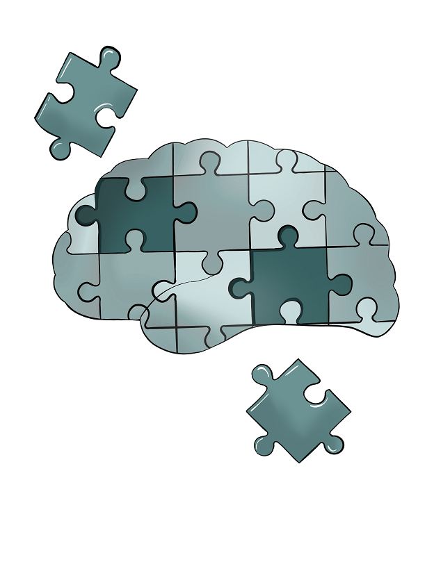 Un cerveau représenté avec des pièces de puzzle